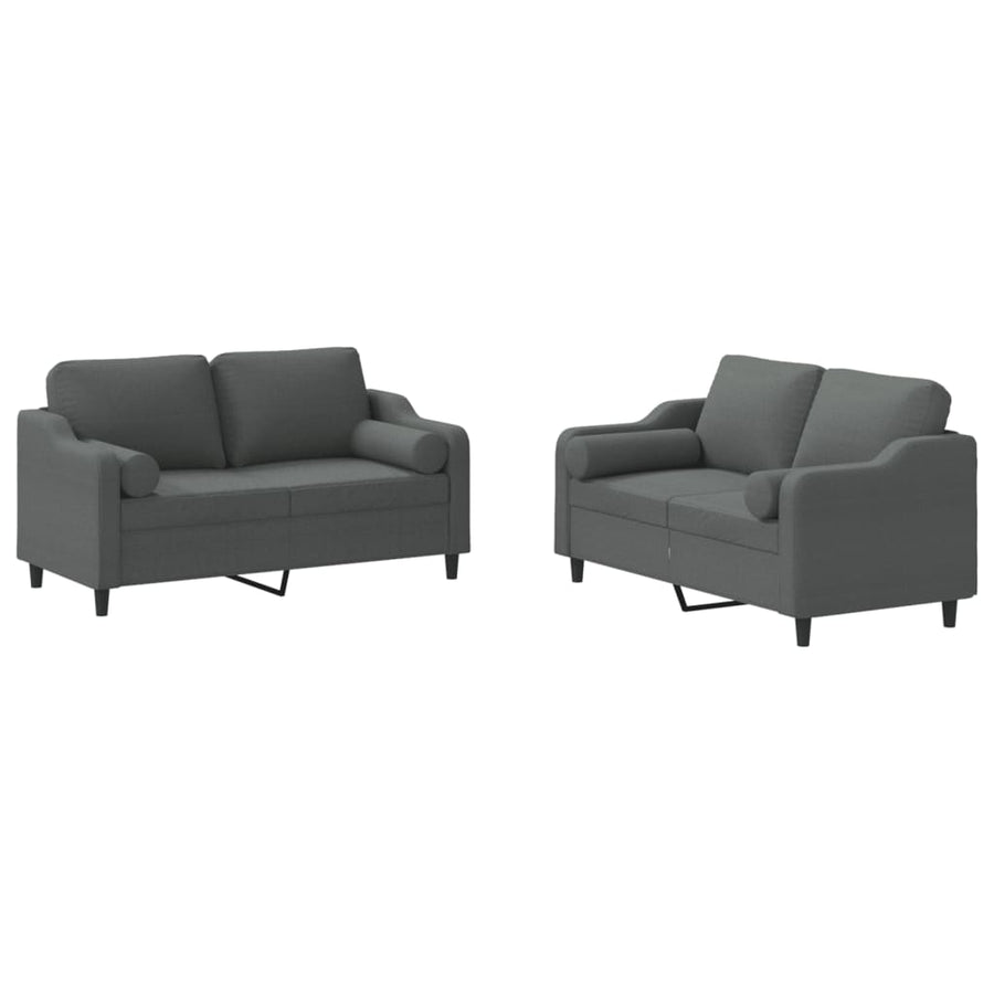 2-delige Loungeset met kussens stof donkergrijs Donkergrijs met kussens