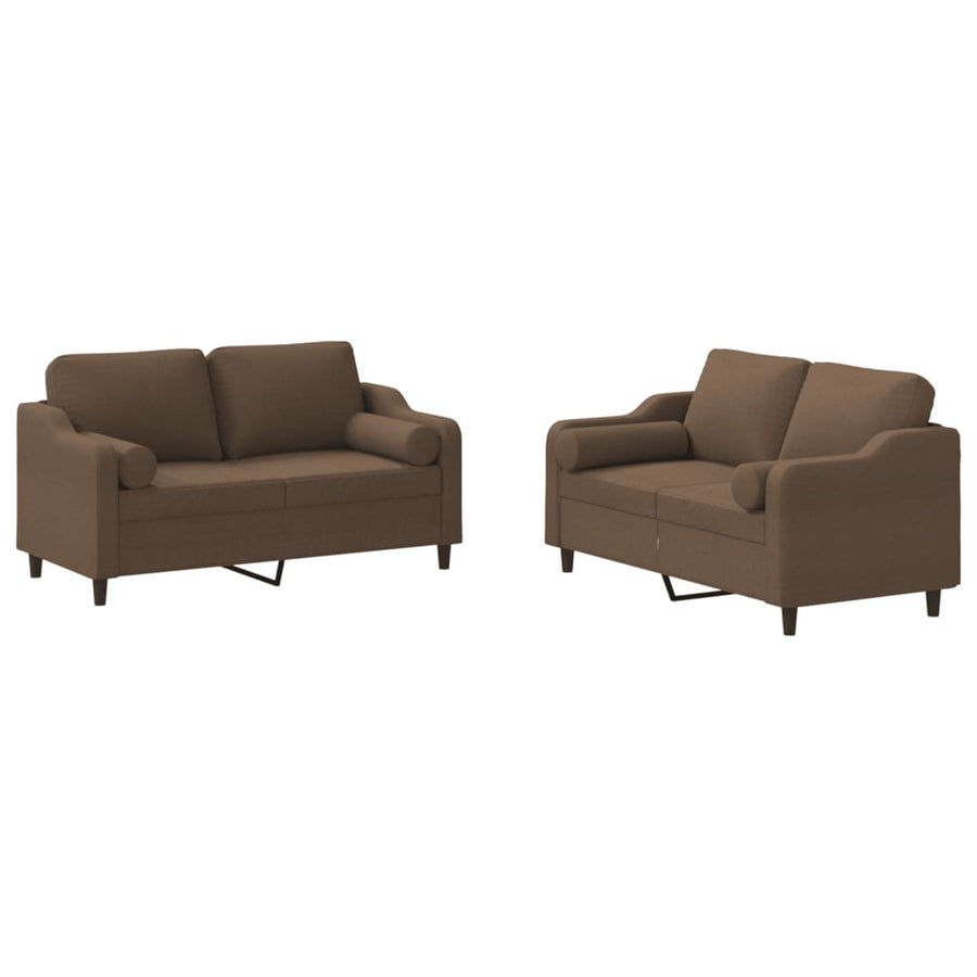 2-Delige Loungeset Stof Bruin met kussens