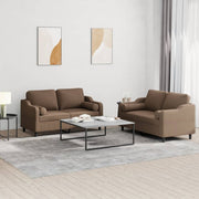 Loungeset 2-delig stof bruin met kussens