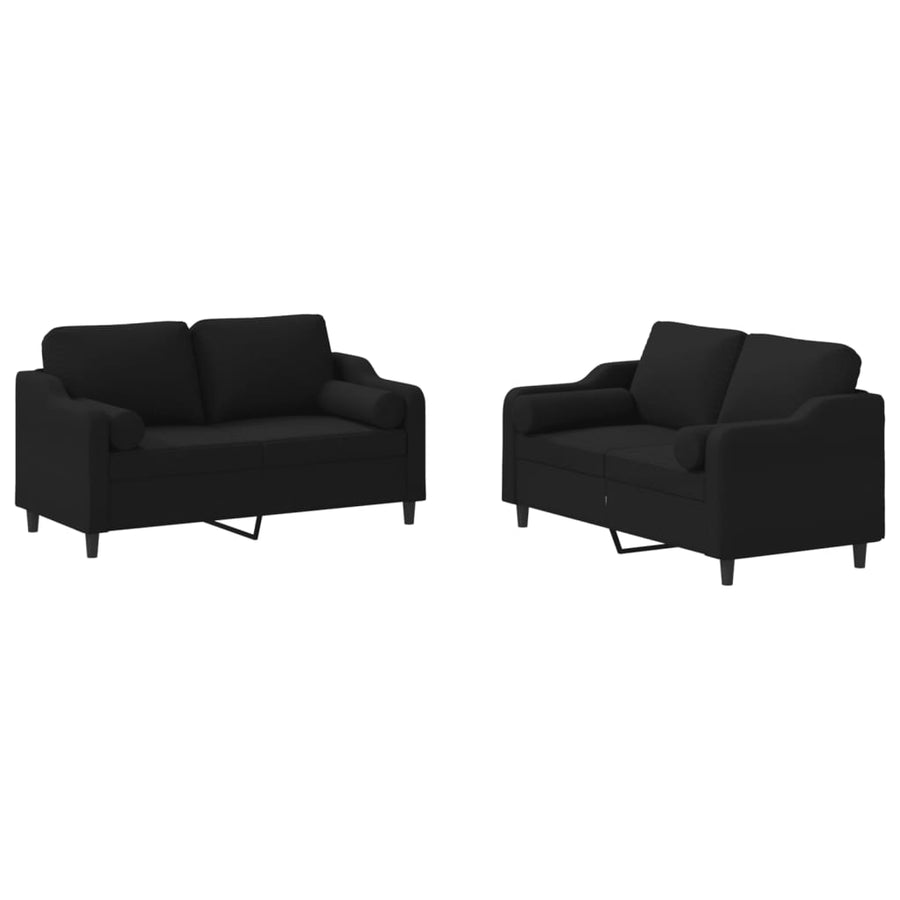 2-Delige Loungeset Stof Zwart met kussens