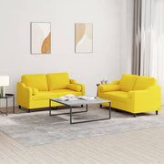 Loungeset 2-delig stof lichtgeel