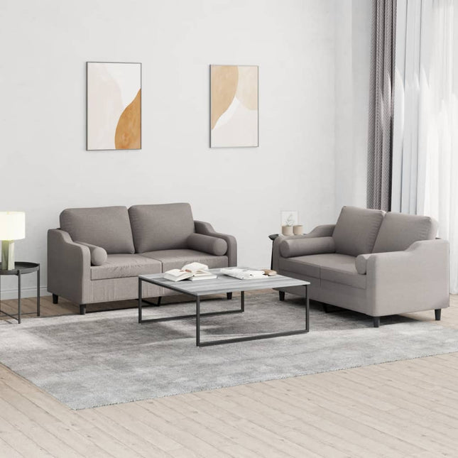 2-Delige Loungeset Stof Taupe met kussens