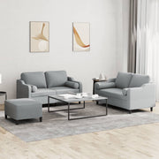 Loungeset 3-delig lichtgrijs stof