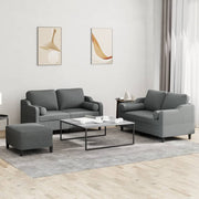 Loungeset 3-delig donkergrijs stof