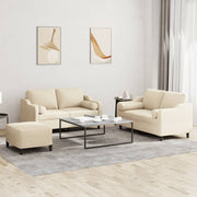 Loungeset 3-delig stof crèmekleurig