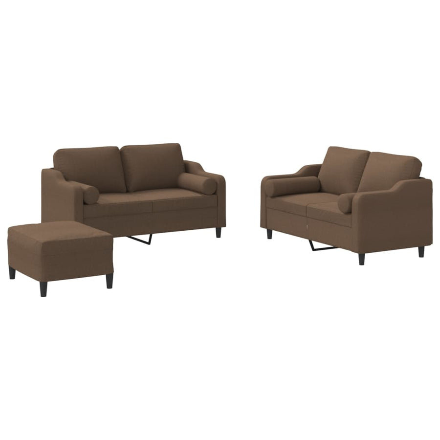 3-delige Loungeset met kussens stof bruin