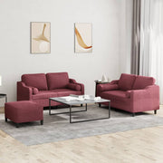 Loungeset 3-delig wijnrood stof