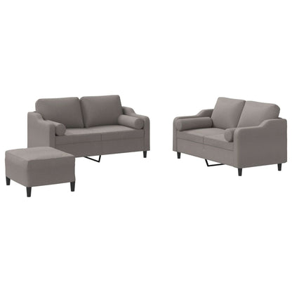 3-delige Loungeset met kussens stof taupe