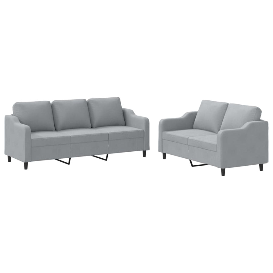 2-delige Loungeset met kussens stof lichtgrijs Lichtgrijs met kussens