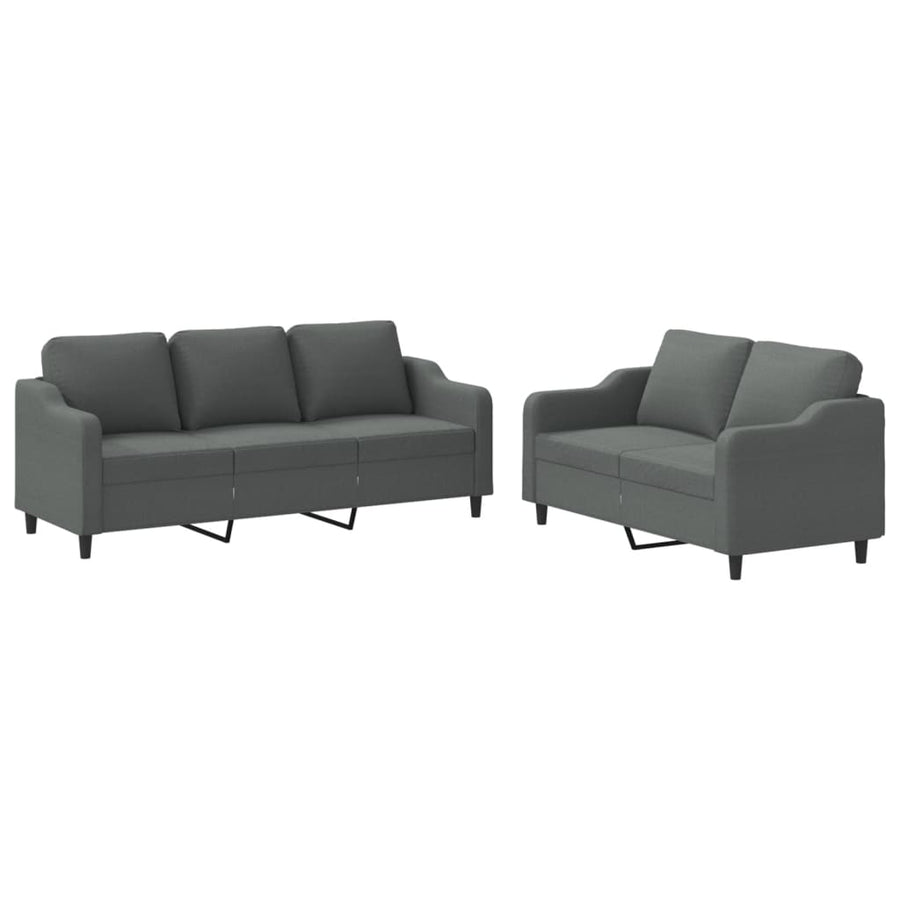 2-Delige Loungeset Stof Donkergrijs met kussens