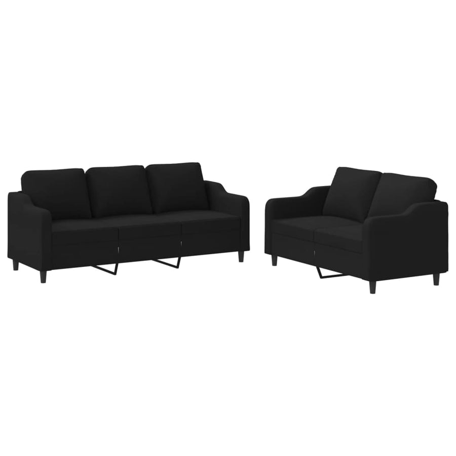 2-Delige Loungeset Stof Zwart met kussens