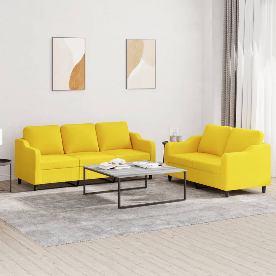 2-Delige Loungeset Stof Lichtgeel