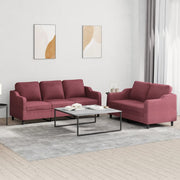 Loungeset 2 delen stof wijnrood met kussens