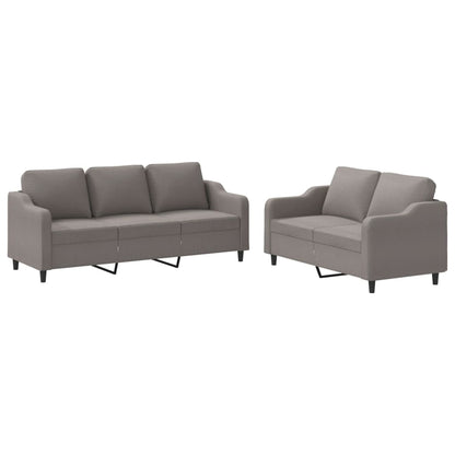 2-delige Loungeset met kussens stof taupe Taupe met kussens
