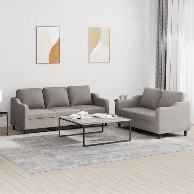 2-delige Loungeset met kussens stof taupe Taupe met kussens