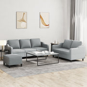 Loungeset 3-delig lichtgrijs stof