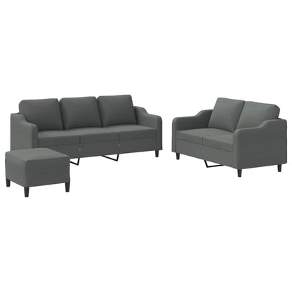 3-delige Loungeset met kussens stof donkergrijs
