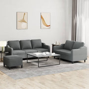 Loungeset 3-delig stof donkergrijs