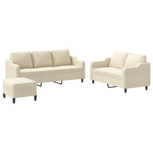 3-delige Loungeset met kussens stof crèmekleurig