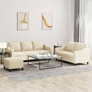 Loungeset 3-delig crèmekleurig stof