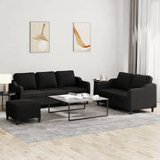 Loungeset 3-delig stof zwart