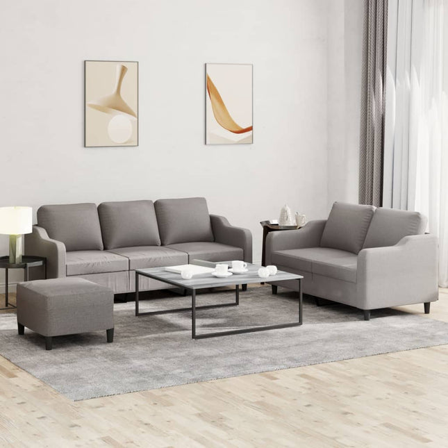 3-delige Loungeset met kussens stof taupe