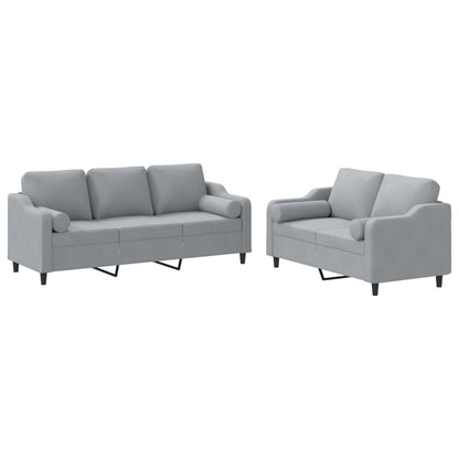 2-Delige Loungeset Stof Lichtgrijs met kussens