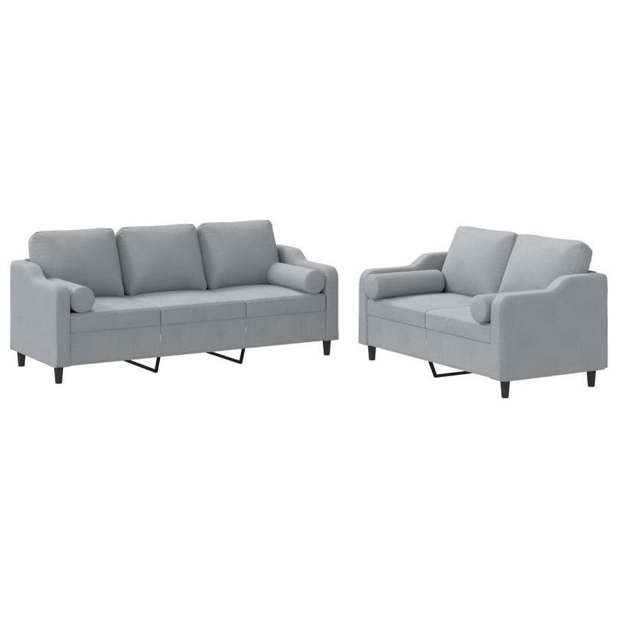 2-Delige Loungeset Stof Lichtgrijs met kussens