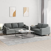 Loungeset 2-delig donkergrijs stof
