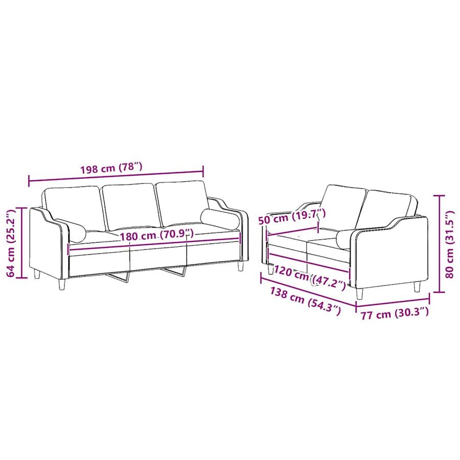 2-Delige Loungeset Stof Lichtgeel