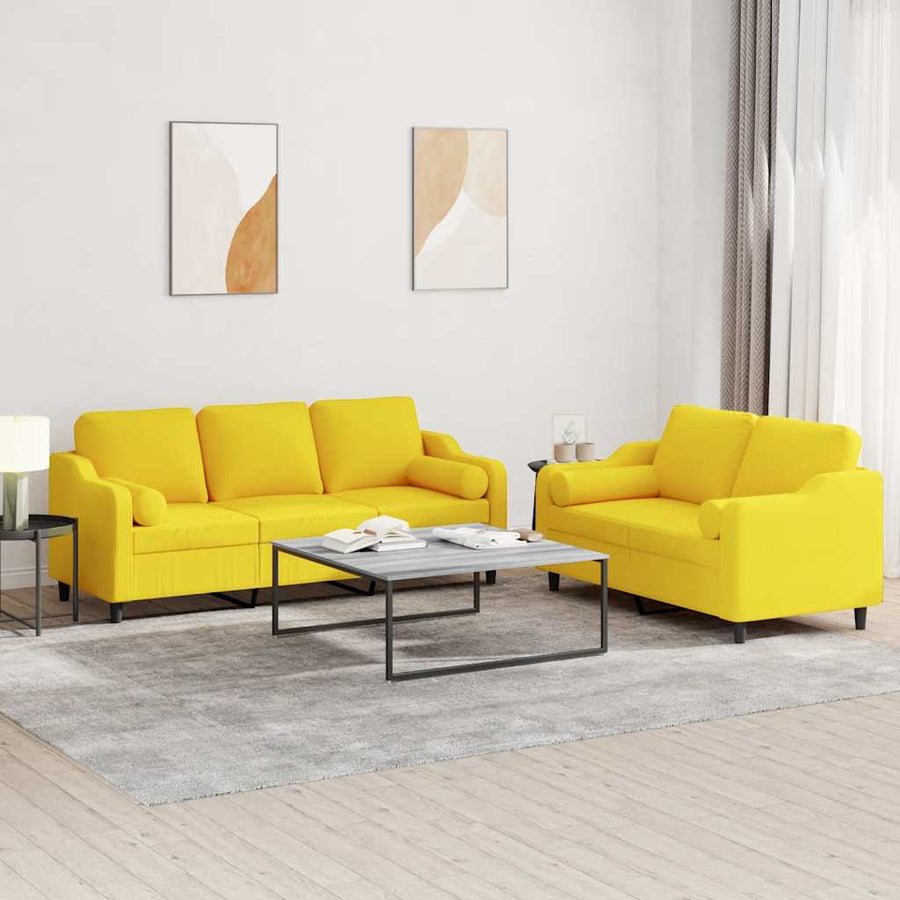 2-Delige Loungeset Stof Lichtgeel