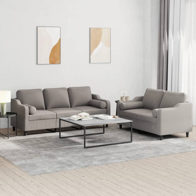 2-Delige Loungeset Stof Taupe met kussens