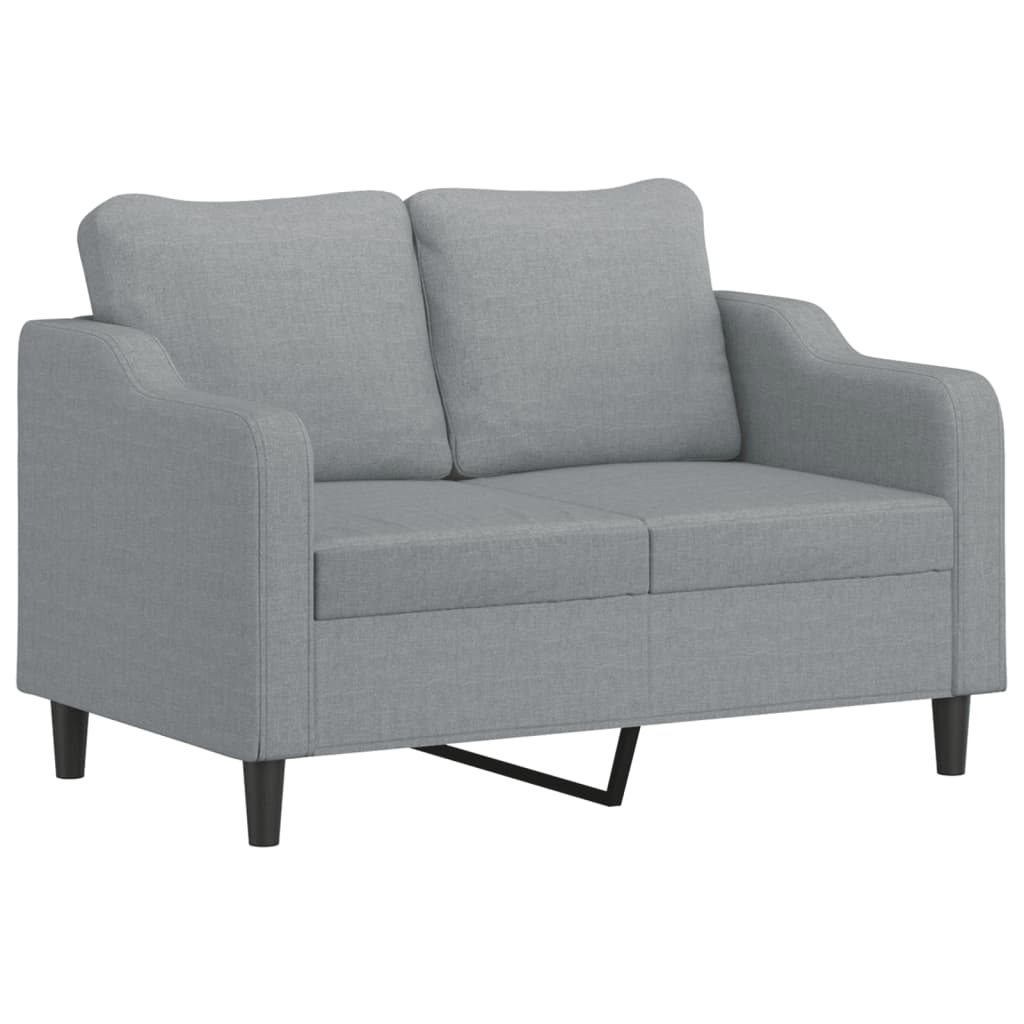 3-Delige Loungeset Met Kussens Stof Lichtgrijs met kussens en voetenbankje