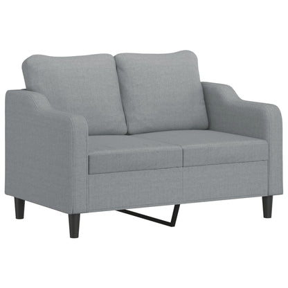 3-Delige Loungeset Met Kussens Stof Lichtgrijs met kussens en voetenbankje