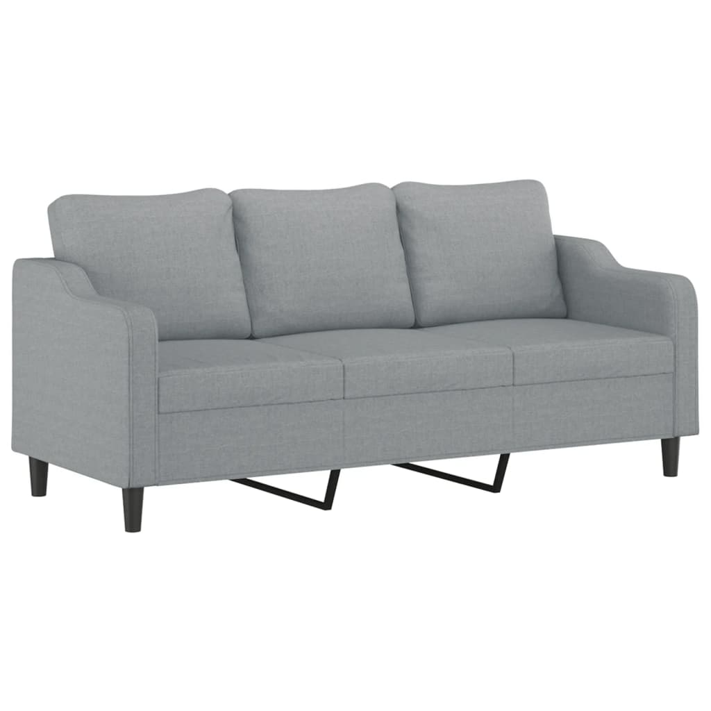 3-Delige Loungeset Met Kussens Stof Lichtgrijs met kussens en voetenbankje