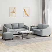 Loungeset 3-delig stof lichtgrijs