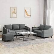 Loungeset 3-delig stof donkergrijs