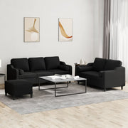 Loungeset 3-delig stof zwart