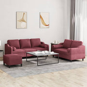 Loungeset 3-delig stof wijnrood