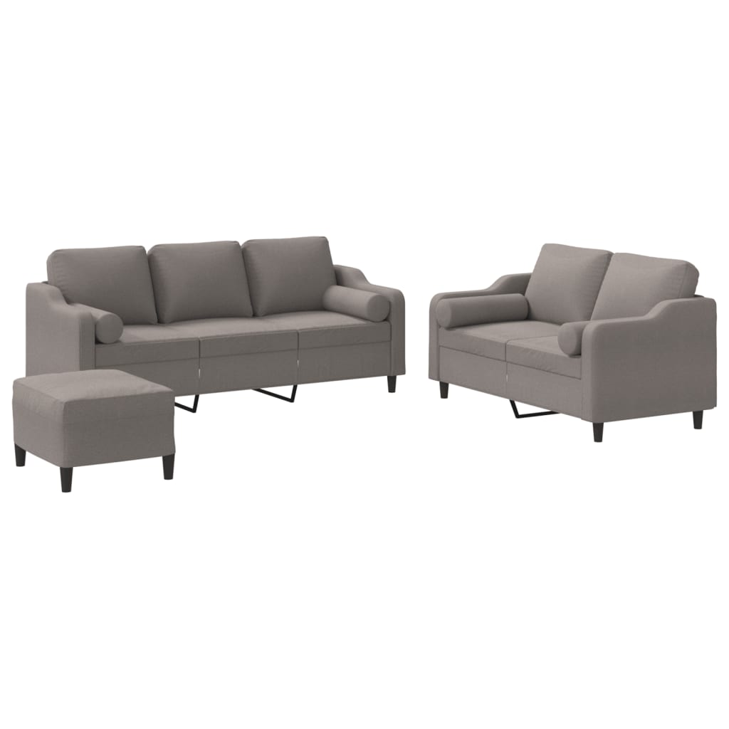 3-delige Loungeset met kussens stof taupe