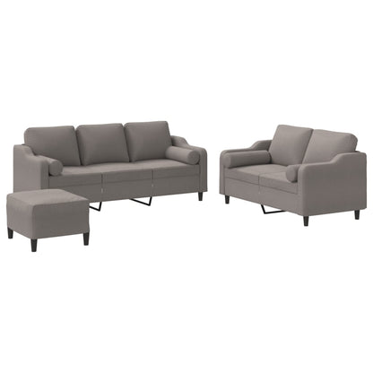 3-delige Loungeset met kussens stof taupe