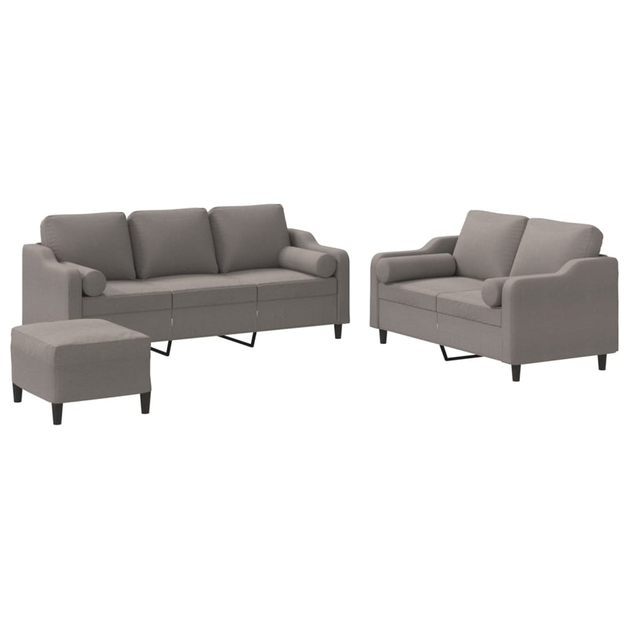 3-delige Loungeset met kussens stof taupe