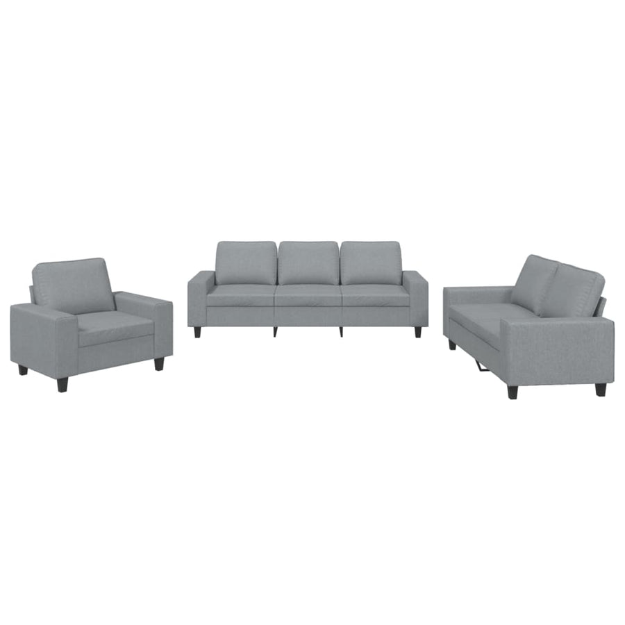 3-Delige Loungeset Stof Lichtgrijs met kussens