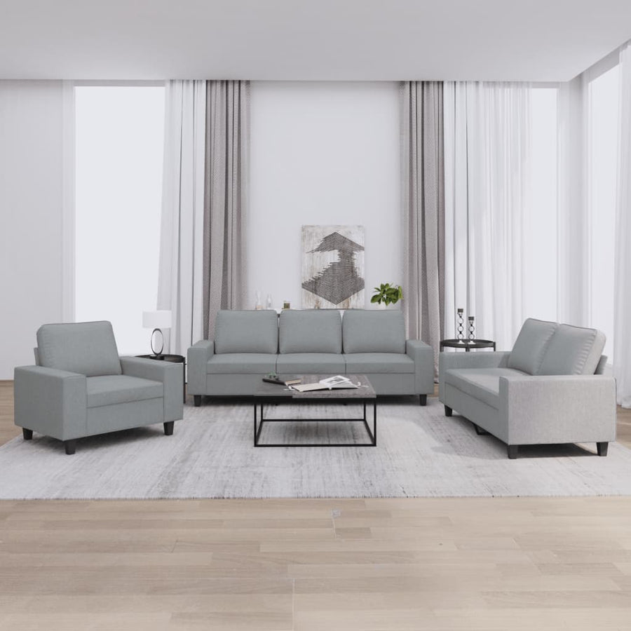 3-Delige Loungeset Stof Lichtgrijs met kussens
