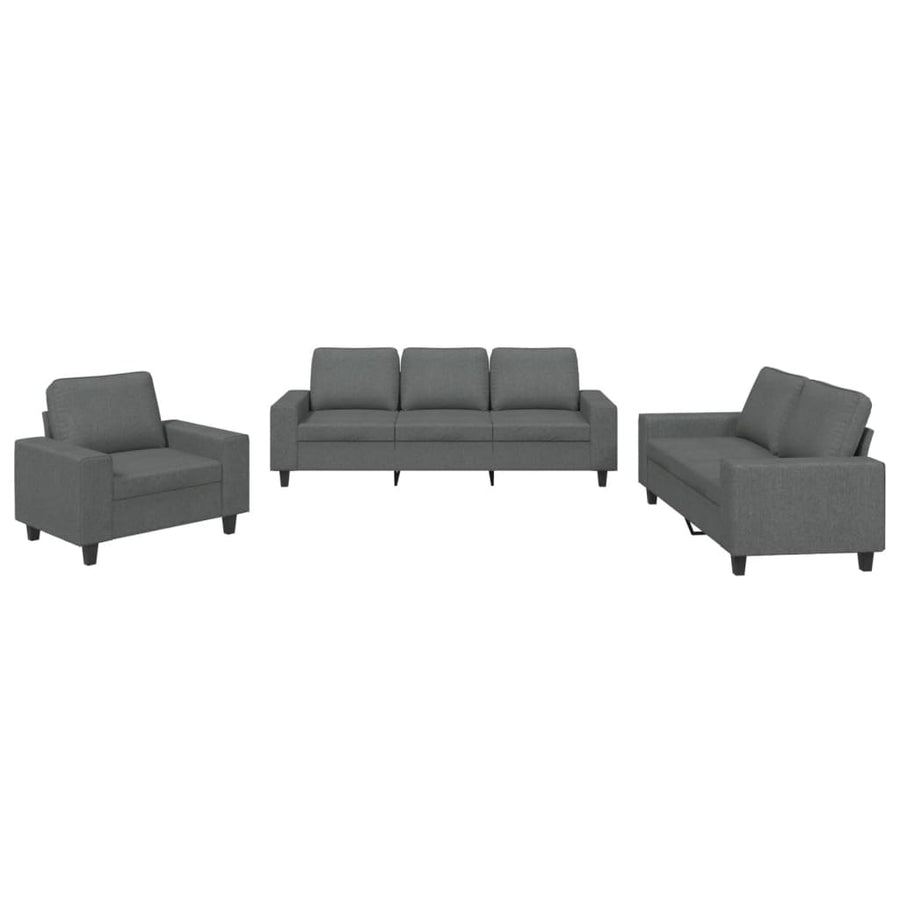 3-Delige Loungeset Stof Donkergrijs met kussens
