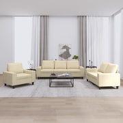 Loungeset 3-delig stof crèmekleurig