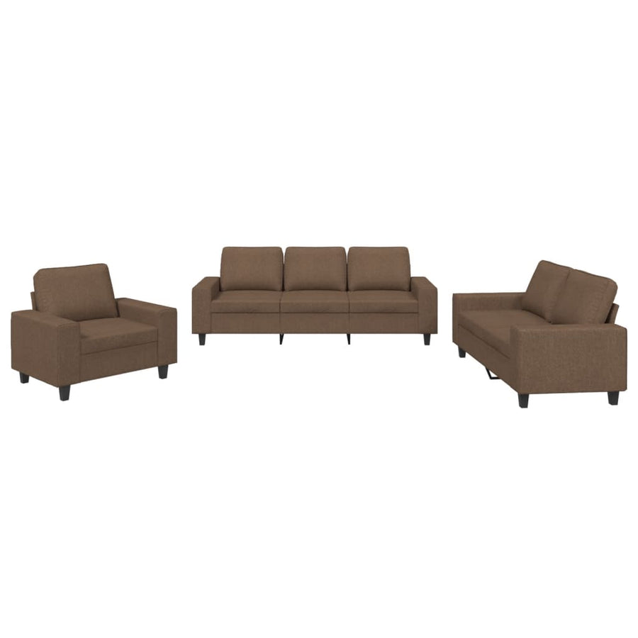 3-Delige Loungeset Stof Bruin met kussens
