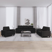 Loungeset 3-delig stof zwart