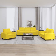 Loungeset 3-delig stof lichtgeel