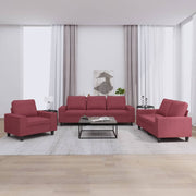 Loungeset 3-delig wijnrood stof